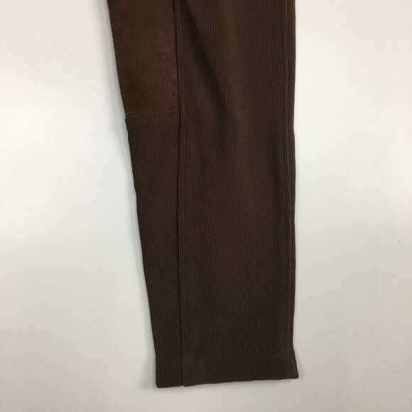 KERRITS Pull On Brown Ribbed Leather Suede Insert Equestrian Breeches Pant - Picture 7 of 15